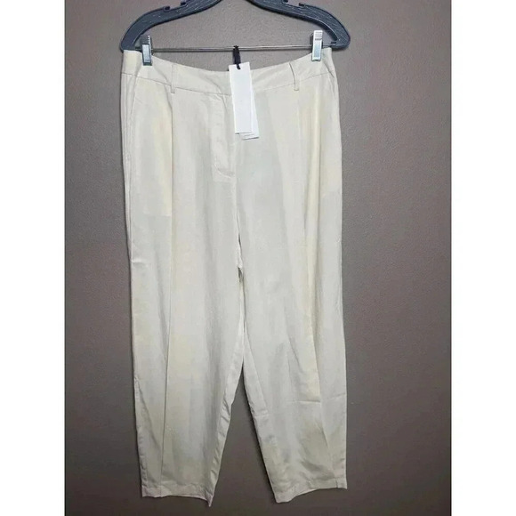 Lattelier Linen Blend Tapered Pants Natural White Women’s Size Large NWT - Picture 10 of 11